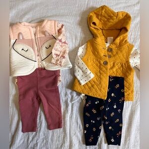 Baby girl vest outfit bundle! 2 adorable 3 piece outfits